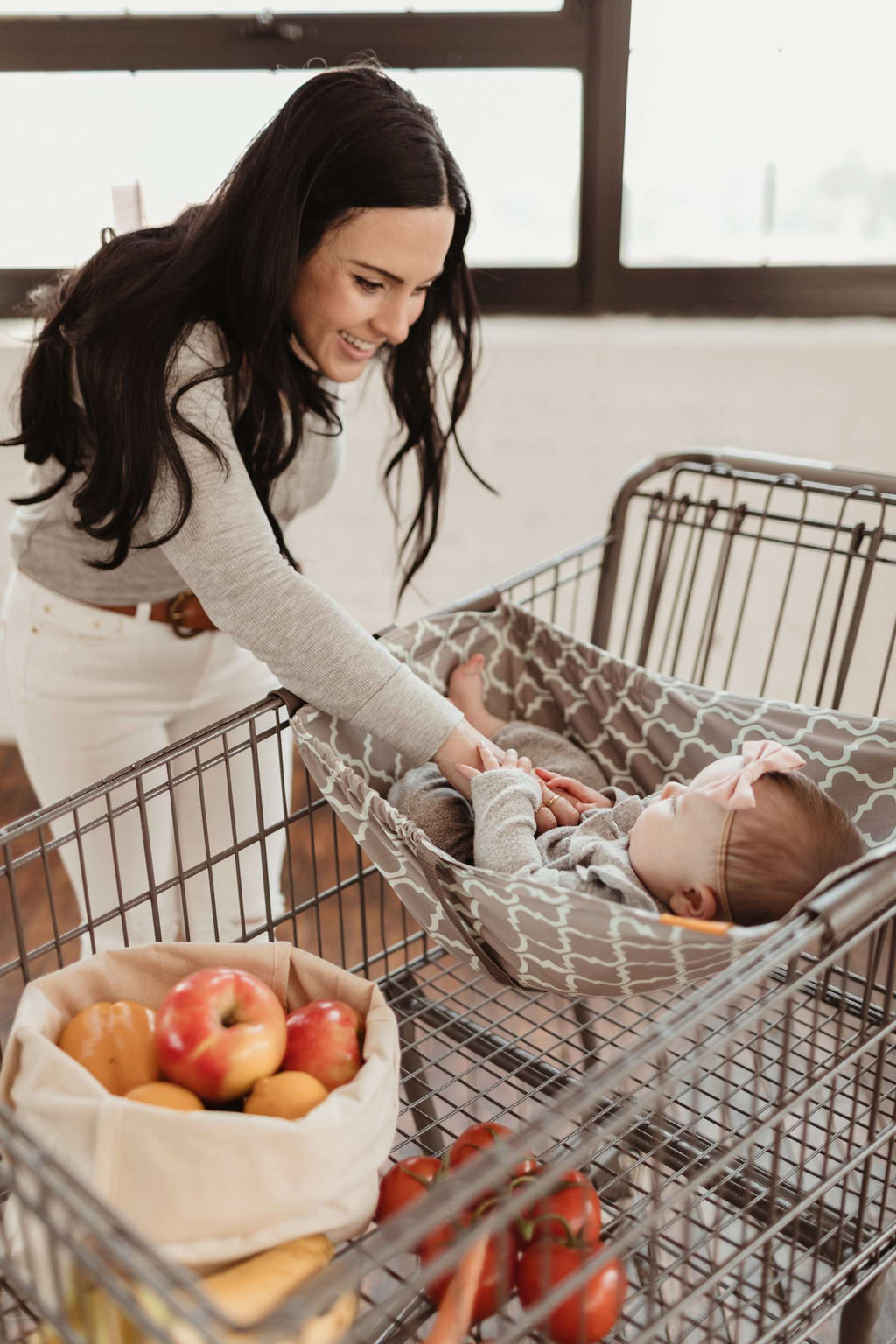 Baby Shopping Cart Hammock | Gray/Aqua