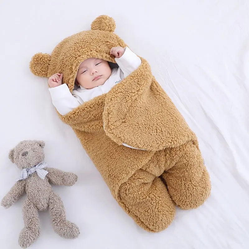 Baby Sleeping Bag Ultra-Soft Fluffy Fleece Newborn Receiving Blanket Infant Boys Girls ClothesSleeping Nursery Wrap Swaddle