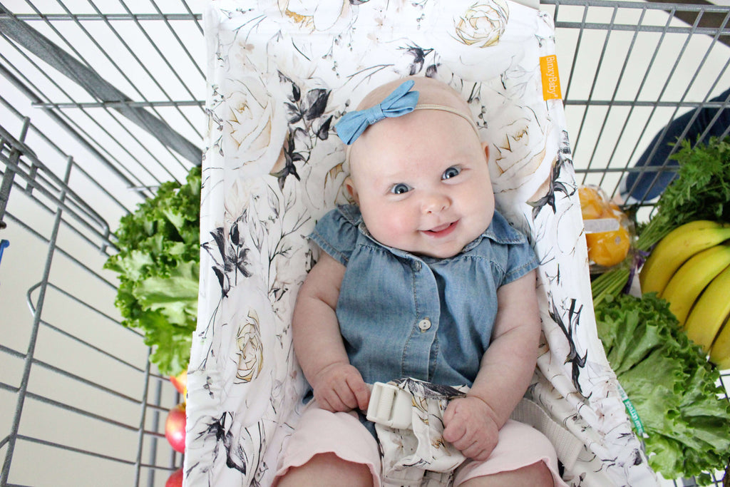 Baby Shopping Cart Hammock | Coming Up Roses Beautiful Floral Print