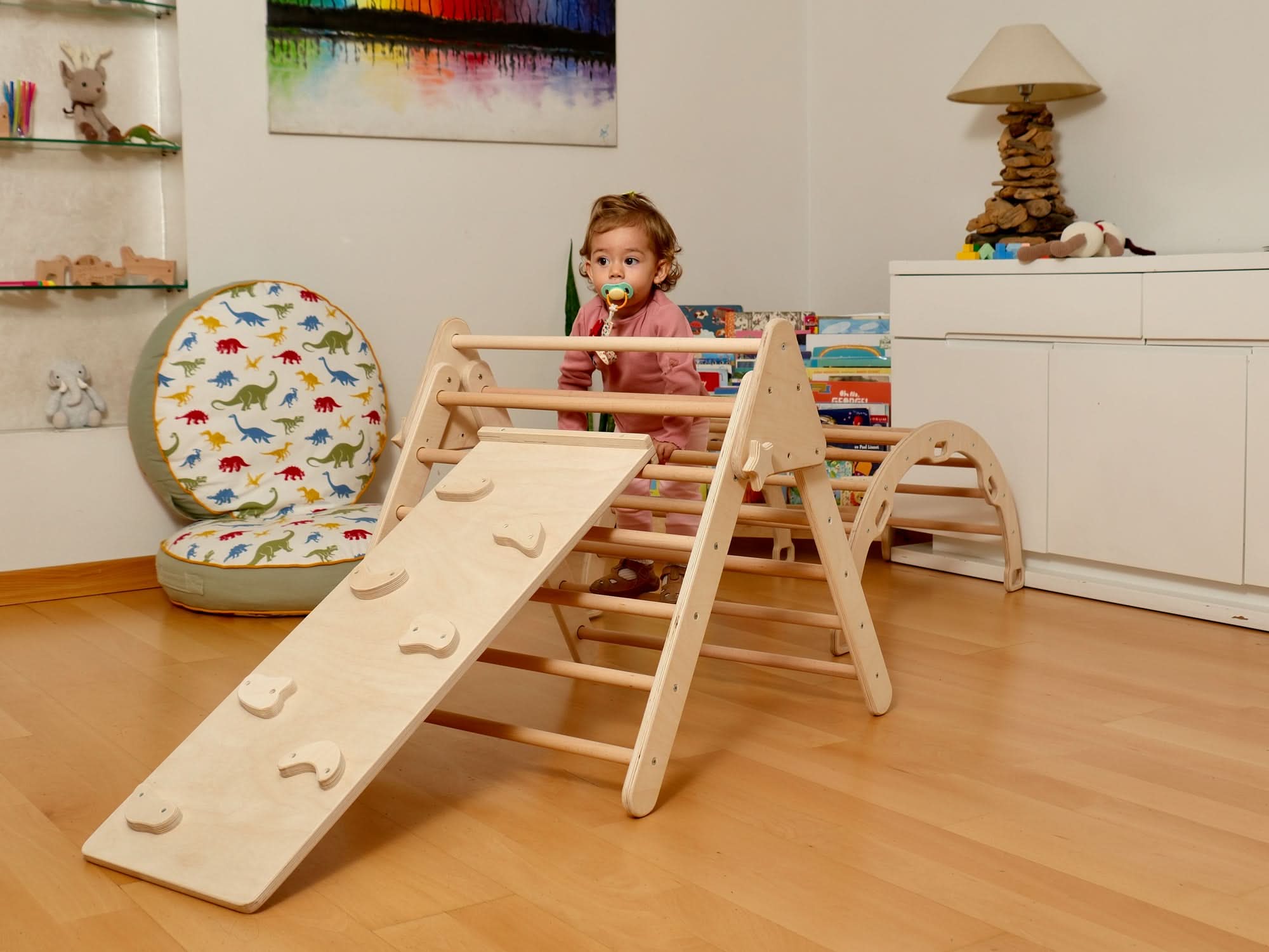 Montessori Indoor Playground | Pikler Triangle & Climbing Arch & 2in1 Ramp & Pillow