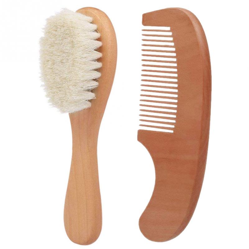 Natural Wood Hairbrush and Comb Kit