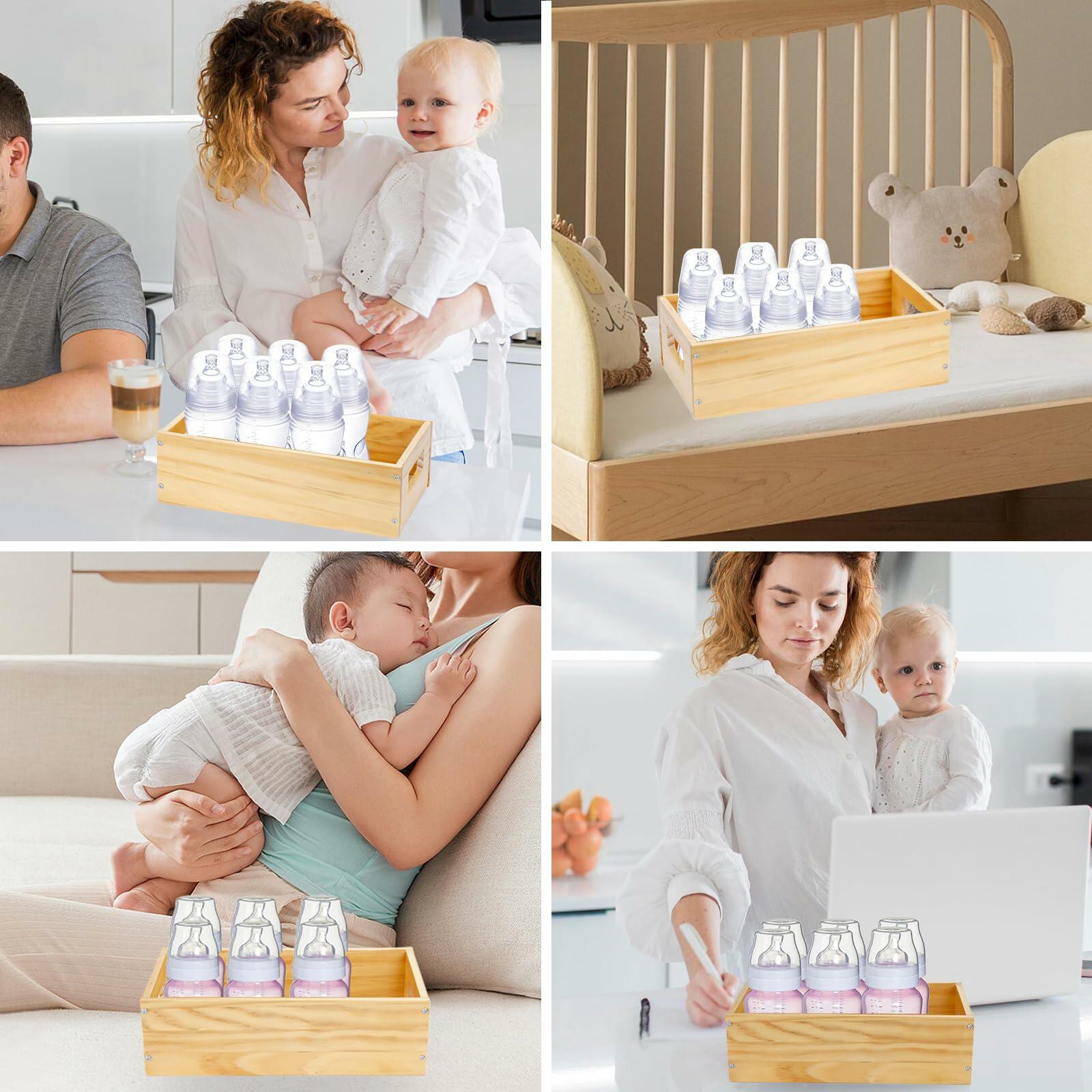 Ligne Collection Baby Bottle Nursery Food Organizer Bin Clear Handles