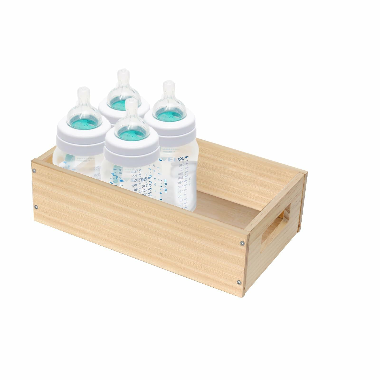 Ligne Collection Baby Bottle Nursery Food Organizer Bin Clear Handles