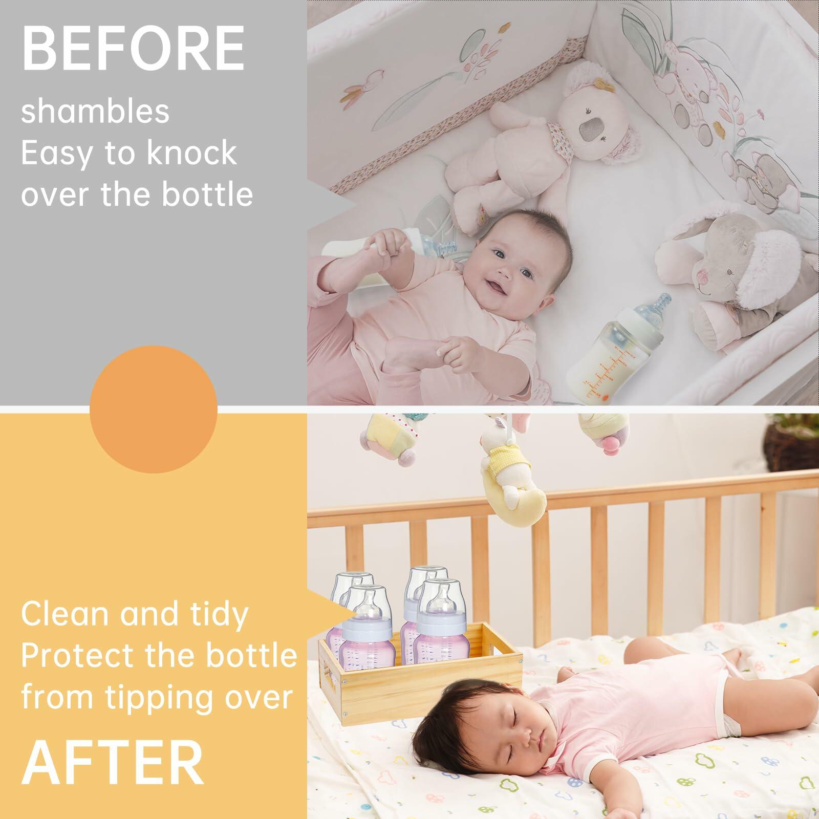 Ligne Collection Baby Bottle Nursery Food Organizer Bin Clear Handles